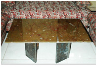 Table basse en fossiles
